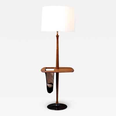  Laurel Lamp Company Mid Century Modern Floor Lamp with Leather Magazine Holder by Laurel Lamp Co 