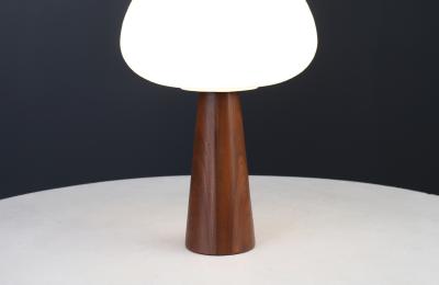  Laurel Lamp Company Mid Century Modern Mushroom Glass Walnut Lamp by Laurel