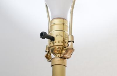  Laurel Lamp Company Mid Century Sculpted Brass Tripod Floor Lamp w Side Table by Laurel