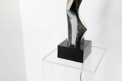  Laurel Lamp Company Mirrored Chrome Amorphous Table Lamp by Laurel