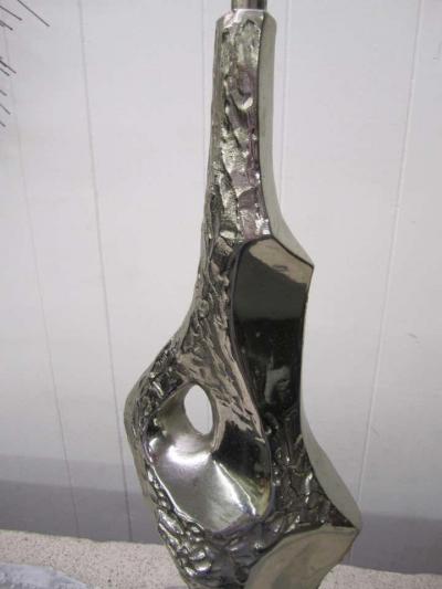  Laurel Lamp Company Pair Mid Century Modern Brutalist Chrome and Lucite Torso Brass Laurel Lamps