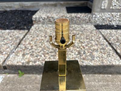  Laurel Lamp Company Pair Of Laurel Stainless Steel And Brass Lamps