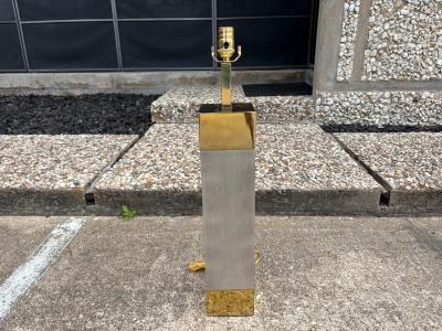  Laurel Lamp Company Pair Of Laurel Stainless Steel And Brass Lamps