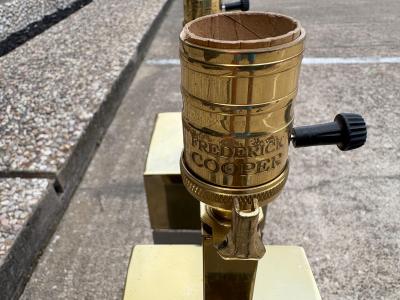  Laurel Lamp Company Pair Of Laurel Stainless Steel And Brass Lamps