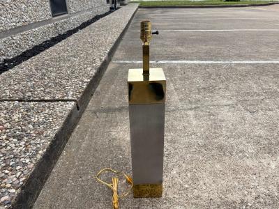  Laurel Lamp Company Pair Of Laurel Stainless Steel And Brass Lamps