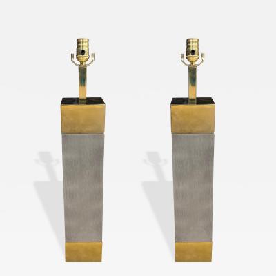  Laurel Lamp Company Pair Of Laurel Stainless Steel And Brass Lamps