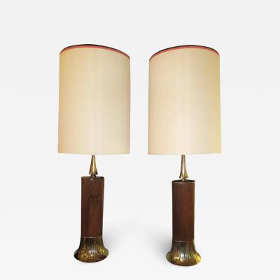  Laurel Lamp Company Pair Of Rosewood And Brass Tall Laurel Lamps Mid century Danish