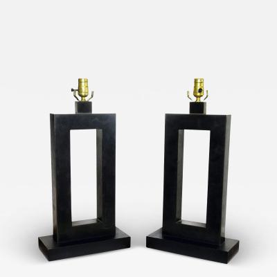  Laurel Lamp Company Pair of American Modern Rubbed Bronze Table Lamps Laurel Lamp Company