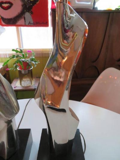  Laurel Lamp Company Pair of Brutalist Laurel Lamps Chrome by Richard Barr Mid Century Modern