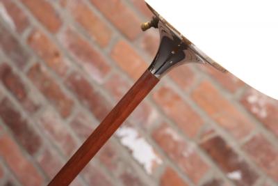  Laurel Lamp Company Pair of Chrome Laurel Floor Lamps with Frosted Mushroom Shades and Walnut Stems