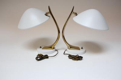  Laurel Lamp Company Pair of Sculptural Adjustable Metal and Brass Finish Table Lamps by Laurel