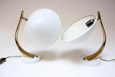 Laurel Lamp Company Pair of Sculptural Adjustable Metal and Brass Finish Table Lamps by Laurel