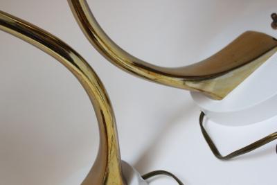  Laurel Lamp Company Pair of Sculptural Adjustable Metal and Brass Finish Table Lamps by Laurel