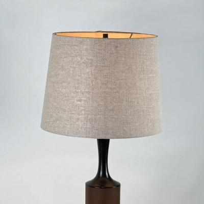  Laurel Lamp Company Pair of Slender Walnut Lamps with Custom Linen Shades by Laurel