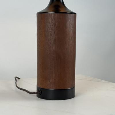  Laurel Lamp Company Pair of Slender Walnut Lamps with Custom Linen Shades by Laurel