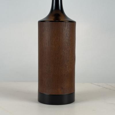  Laurel Lamp Company Pair of Slender Walnut Lamps with Custom Linen Shades by Laurel
