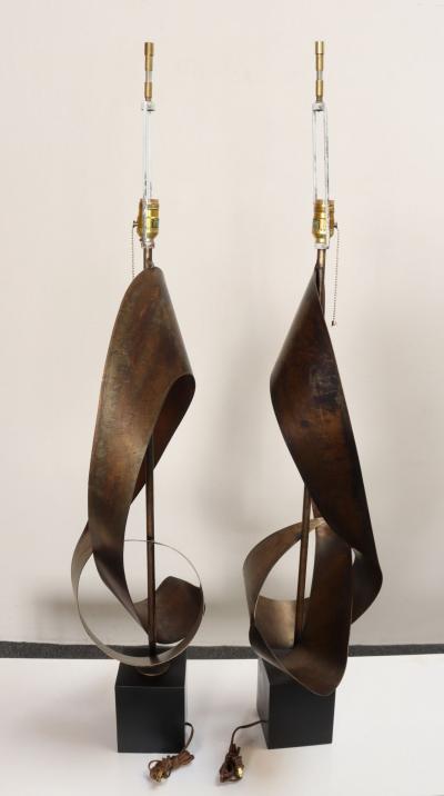  Laurel Lamp Company Pair of Vintage Brutalist Steel Ribbon Table Lamps by Richard Barr For Laurel