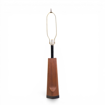  Laurel Lamp Company Richard Barr for Laurel Mid Century Walnut Table Lamps Pair