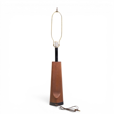  Laurel Lamp Company Richard Barr for Laurel Mid Century Walnut Table Lamps Pair