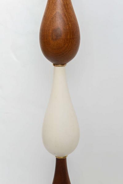  Laurel Lamp Company Tall Three Teardrop Form Teak and Brass Table Lamps by Laurel 1960s