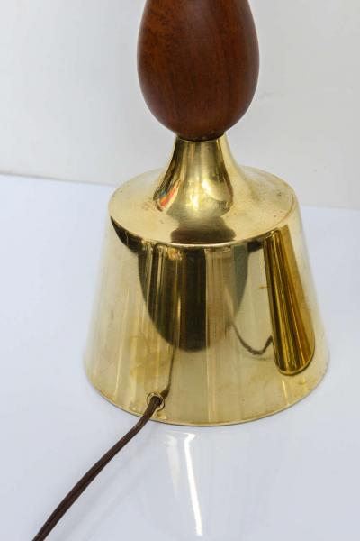  Laurel Lamp Company Tall Three Teardrop Form Teak and Brass Table Lamps by Laurel 1960s