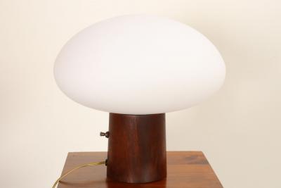  Laurel Lamp Company Vintage Mushroom Table Lamp with Frosted Glass Shade and Walnut Base by Laurel