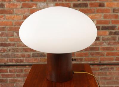  Laurel Lamp Company Vintage Mushroom Table Lamp with Frosted Glass Shade and Walnut Base by Laurel