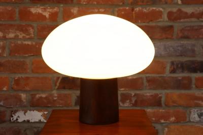  Laurel Lamp Company Vintage Mushroom Table Lamp with Frosted Glass Shade and Walnut Base by Laurel