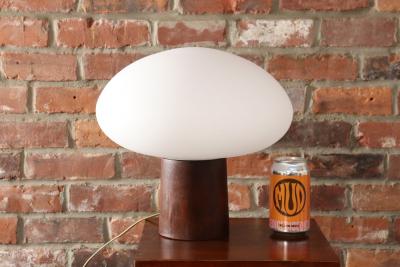  Laurel Lamp Company Vintage Mushroom Table Lamp with Frosted Glass Shade and Walnut Base by Laurel
