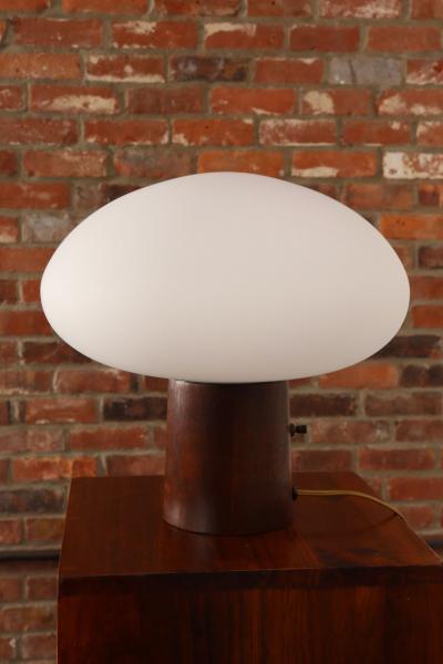  Laurel Lamp Company Vintage Mushroom Table Lamp with Frosted Glass Shade and Walnut Base by Laurel