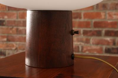  Laurel Lamp Company Vintage Mushroom Table Lamp with Frosted Glass Shade and Walnut Base by Laurel