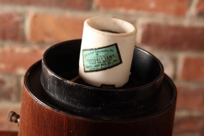  Laurel Lamp Company Vintage Mushroom Table Lamp with Frosted Glass Shade and Walnut Base by Laurel