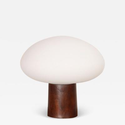  Laurel Lamp Company Vintage Mushroom Table Lamp with Frosted Glass Shade and Walnut Base by Laurel