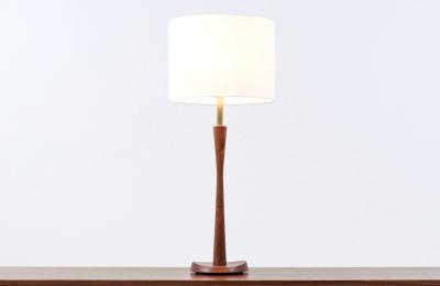  Laurel Light Co Mid Century Modern Walnut Brass Accent Table Lamp by Laurel