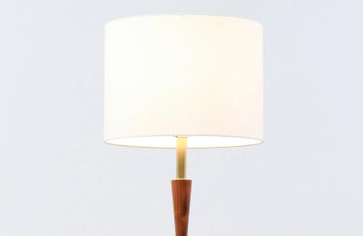  Laurel Light Co Mid Century Modern Walnut Brass Accent Table Lamp by Laurel