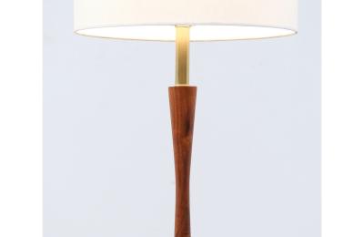  Laurel Light Co Mid Century Modern Walnut Brass Accent Table Lamp by Laurel