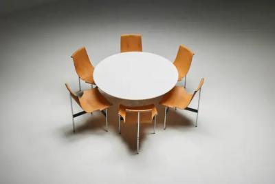  Laverne International Dining Set with T Chairs by Katavolos Kelley Littell and Tulip Dining Table