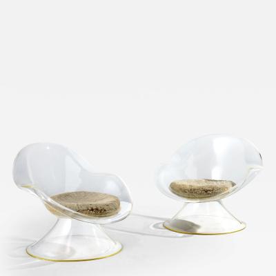  Laverne International Pair Daffodil Lounge Chairs by Erwin Estelle Laverne
