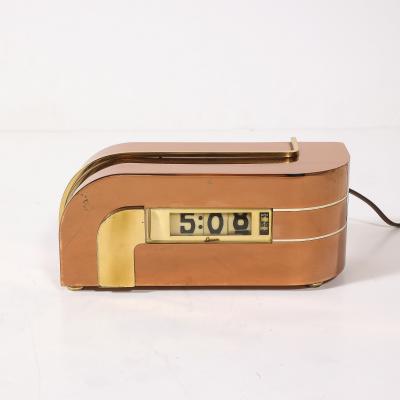  Lawson Time Inc Art Deco Lawson Model P 40 Zephyr Streamlined Copper Brass Electric Clock