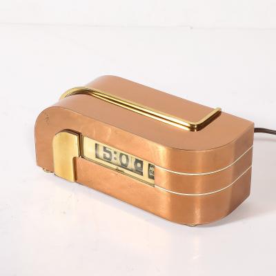  Lawson Time Inc Art Deco Lawson Model P 40 Zephyr Streamlined Copper Brass Electric Clock