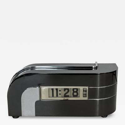  Lawson Time Inc Art Deco Streamline Zephyr Clock in Black Chrome