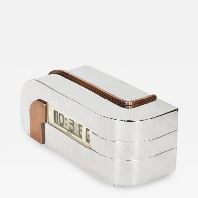  Lawson Time Inc Art Deco Streamline Zephyr Clock in Polished Nickel and Copper