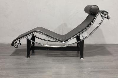  Le Corbusier Jeanneret Perriand Charlotte Perriand for LeCorbusier LC4 Chaise Lounge by Cassina in Black Leather