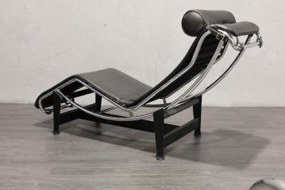  Le Corbusier Jeanneret Perriand Charlotte Perriand for LeCorbusier LC4 Chaise Lounge by Cassina in Black Leather