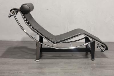  Le Corbusier Jeanneret Perriand Charlotte Perriand for LeCorbusier LC4 Chaise Lounge by Cassina in Black Leather