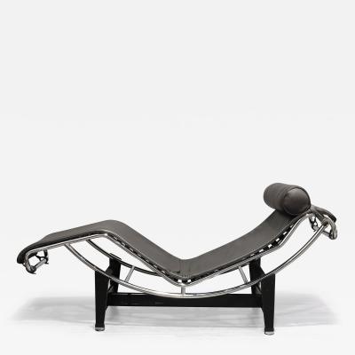  Le Corbusier Jeanneret Perriand Charlotte Perriand for LeCorbusier LC4 Chaise Lounge by Cassina in Black Leather