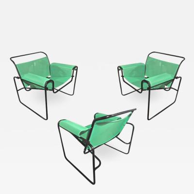  Le Corbusier Jeanneret Perriand Le Corbusier for Thonet rare set of 3 interpreted outside lounge chairs