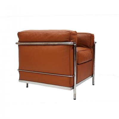  Le Corbusier Modernist Le Corbusier LC2 Model For Cassina Brown Leather Italian Armchair 1980