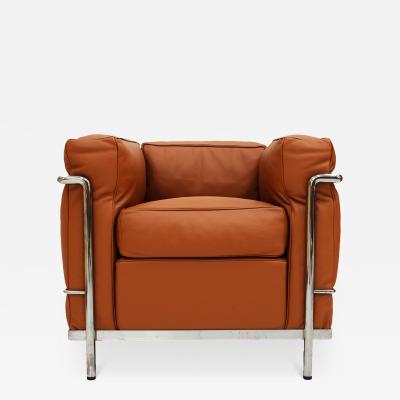  Le Corbusier Modernist Le Corbusier LC2 Model For Cassina Brown Leather Italian Armchair 1980