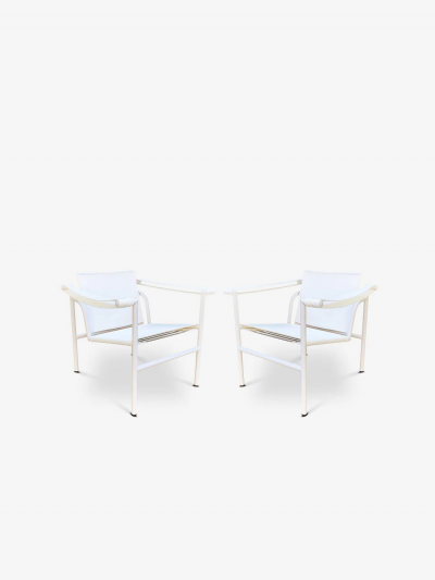  Le Corbusier PAIR OF IMAESTRI LE CORBUSIER 1 OUTDOOR ARMCHAIR IN IVORY